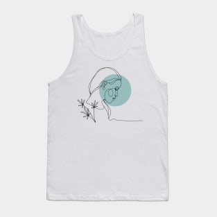 Minimalist Women Face. One Line Art. Single line. Contour Portrait. Tank Top